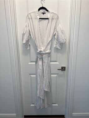 PADOVA White Linen Long Belted Romper